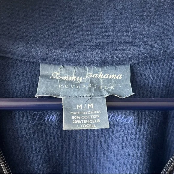 TOMMY BAHAMA Reversible 1/4 Zip Long Sleeve Blue/Black Sweater Men's Size M - Picture 2 of 7